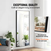 VEVOR Full Length Mirror, 1800x785 mm, Extra Large Standing Hanging or Leaning Rectangle Floor Mirror with Tempered Glass Aluminum Alloy Frame, Full Body Dressing Mirror for Living Room Bedroom, Black