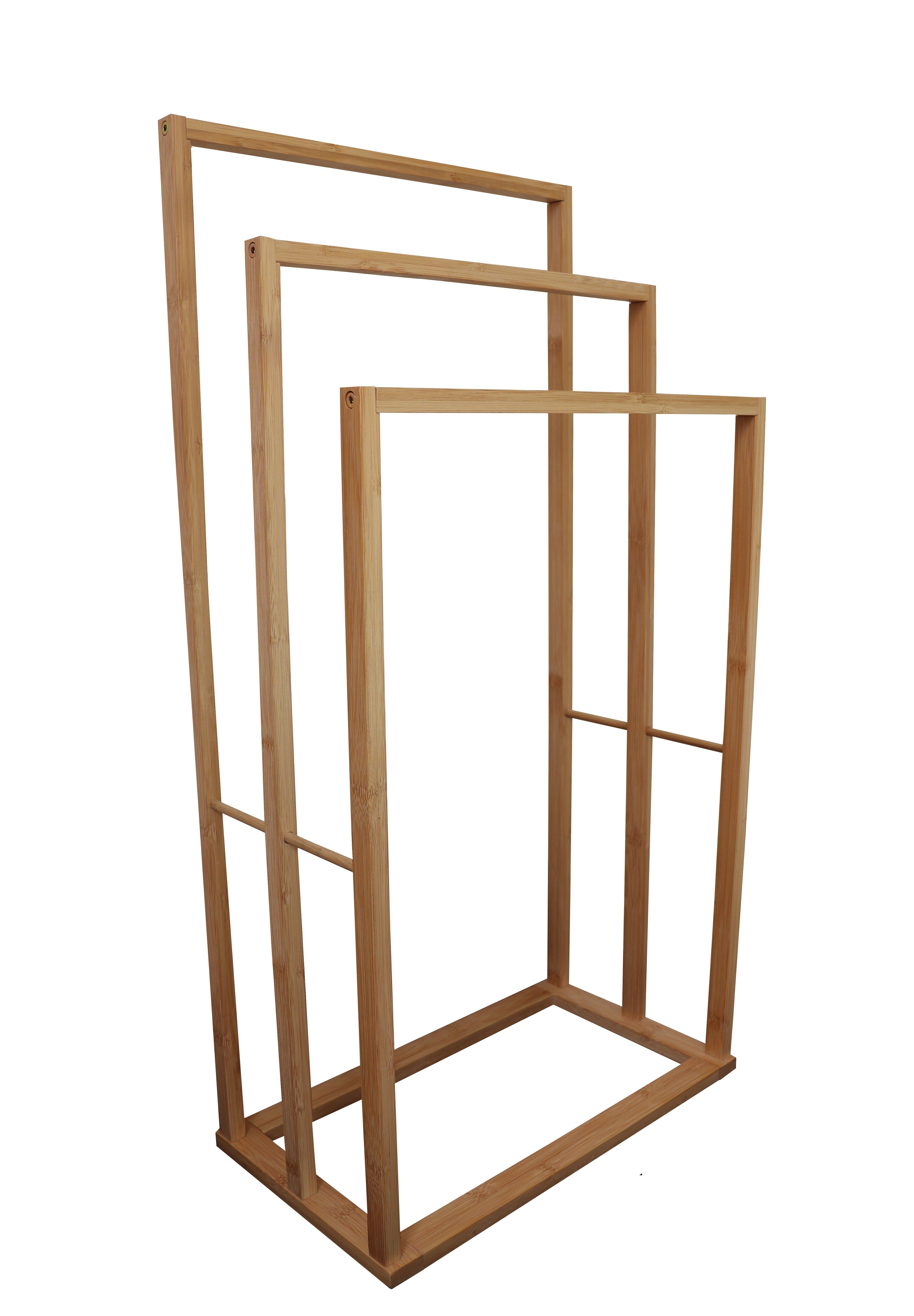 Bamboo Towel Bar Holder Rack 3-Tier Freestanding for Bathroom and Bedroom