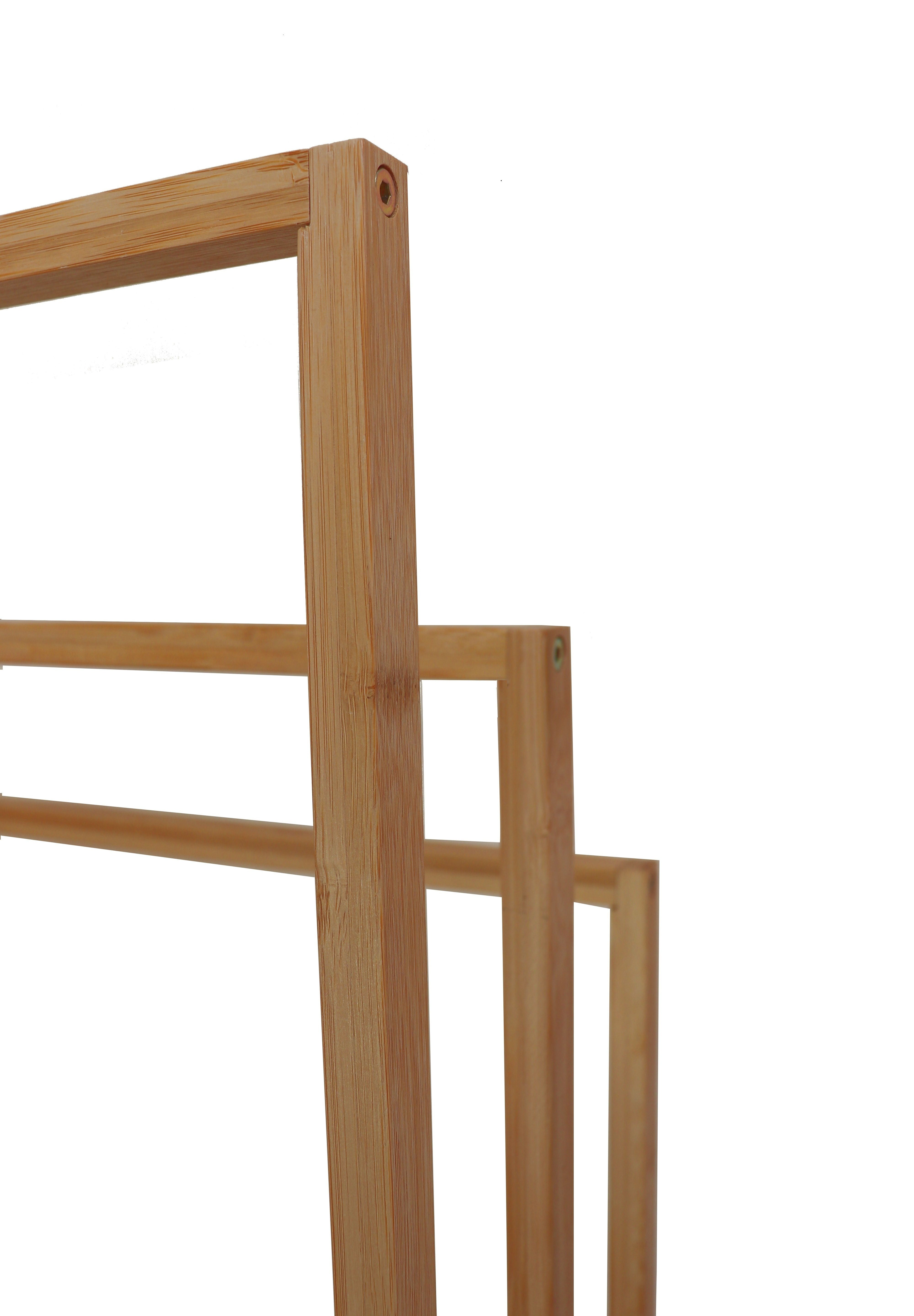 Bamboo Towel Bar Holder Rack 3-Tier Freestanding for Bathroom and Bedroom