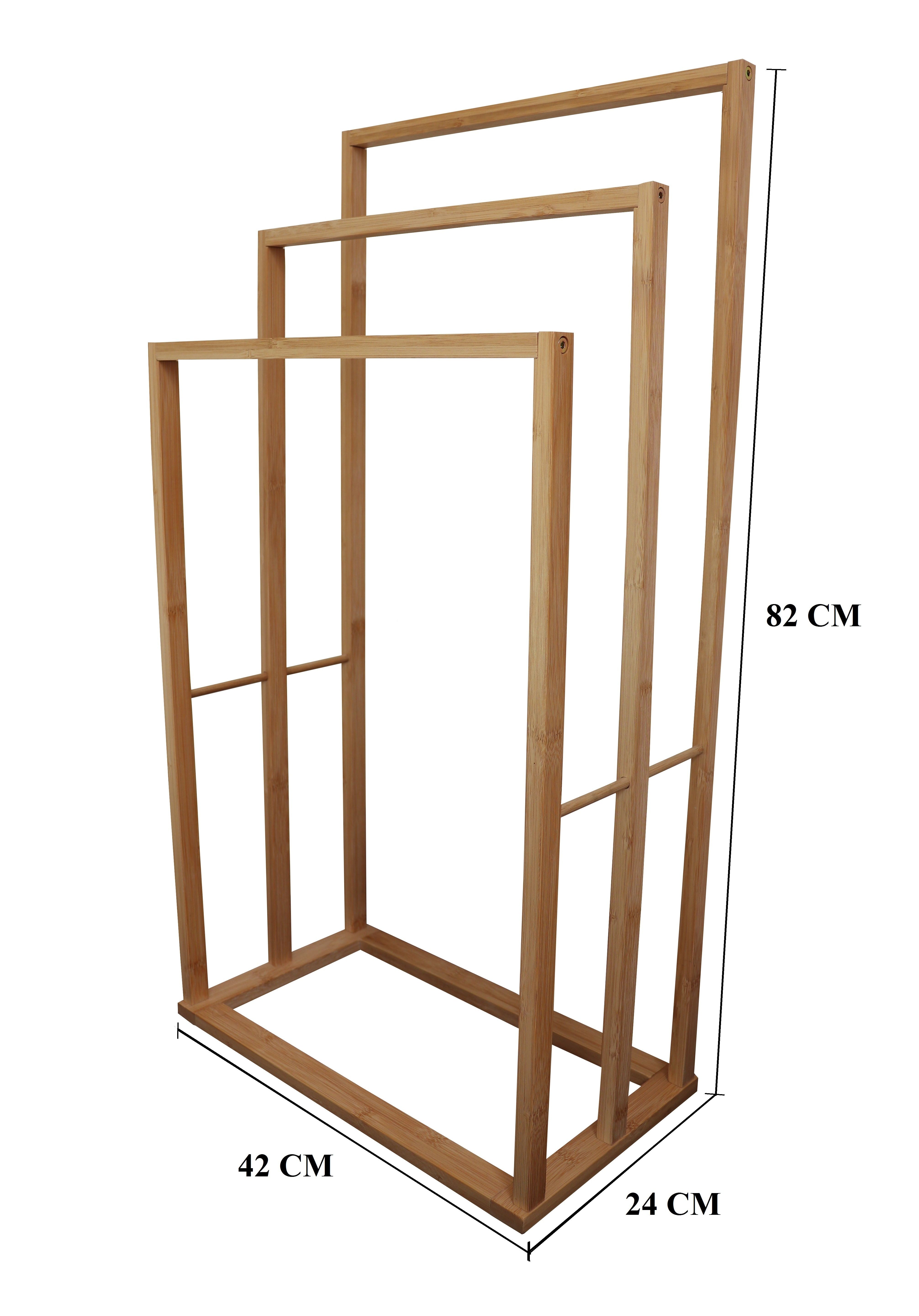 Bamboo Towel Bar Holder Rack 3-Tier Freestanding for Bathroom and Bedroom